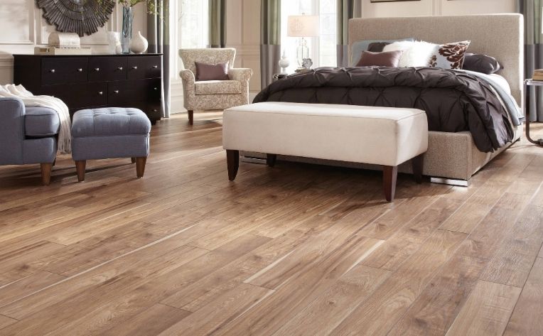 Brown Laminate Wood Look Bedroom Flooring